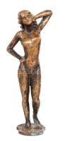 Női akt. Bronz, sérült, jelzett (H.B.), m:28 cm