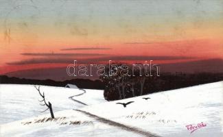 Kézzel festett tájkép, Kunstverlag Torelli / Hand-painted landscape s: Torelli