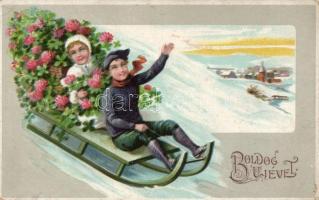 7 db RÉGI üdvözlőlap, közte néhány litho / 7 old greeting cards, including some litho