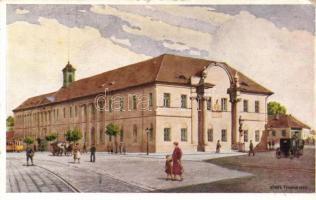 Budapest - 3 db régi városképes lap: Császárfürdő, Szent János kórház, ferenciek tere