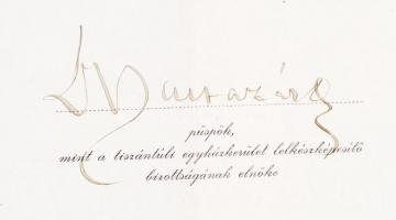 1921 Baltazár Dezső(1871-1936) tiszántúli református püspök aláírása lelkészképesítő bizonyítványon