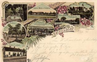 1898 Katzelsdorf, Bahnhof / railway station litho (EK)