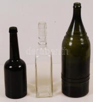 3 db üvegpalack: 2 db Pécsi Sör, 1 db Zwack; m: 26, 27, 34 cm
