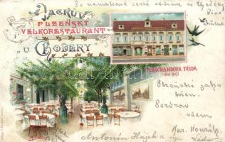 Praha, Vackuv Plzensky Velkorestaurant u Chodery; Ferdinandova trida 60. / grand restaurant, litho s: Körber (EK)