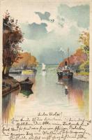 1899 Siófok, kikötő; Bruchsteiner és fia műintézet, litho