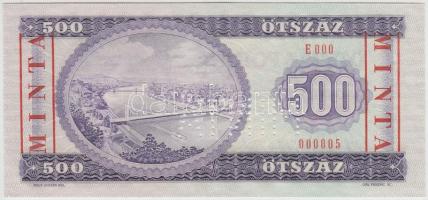 1980. 500Ft "MINTA" felülnyomással és perforációval "E 000 - 000005" sorszámmal ...