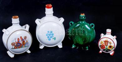 Négy darab kulacs egyik mázas kerámia, jelzettek  (kicsi Zsolnay), hibátlanok, m:7-12 cm