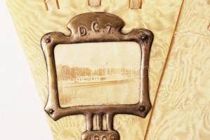 1909 DGT(Dunai Gőzhajózási Társaság) DDSG bakelit legyező fém keretes fénykép rátéttel, javításra sz...