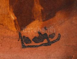 Olvashatatlan jelzéssel: Kártyázók. Olaj, farost, sérült keretben, 15×10 cm