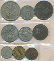 Nagy-Britannia 1953. Farthing - 1/2C "II. Erzsébet koronázása" 9xklf db forgalmi sor szettben T:I,I- Great Britain 1953. Farthing - 1/2 Crown "Coronation of Elizabeth II" 9x diff pcs circulating coin set C:UNC,AU