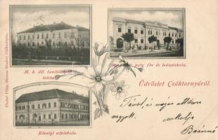 Csáktornya, Magyar királyi állami tanítóképző intézet, fiú és lányiskola, népiskola, floral / schools
