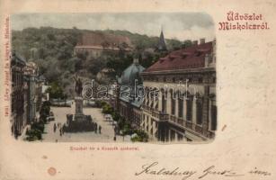 Miskolc, Erzsébet tér, Kossuth szobor, Lővy József fia kiadása