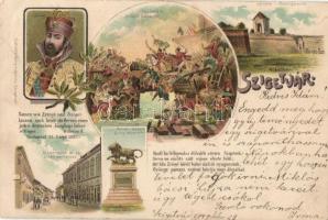 1899 Szigetvár, Zrínyi, Zrínyi-szobor, Zrínyi halála, várrom, litho