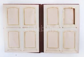 Régi bársony borítású fém rátétes keményhátú fotóknak való album, 38 db fotóhellyel