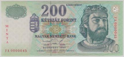 1998. 200Ft "FA 0000045" "MINTA" felülnyomással T:I Adamo F53M2