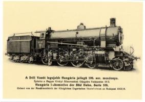 10 db MODERN, magyar, főként használatlan, gőzmozdony témájú motívumlap /10 modern, Hungarian, mostly unused motive cards, steam locomotives