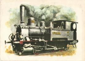 10 db MODERN, magyar, főként használatlan, gőzmozdony témájú motívumlap /10 modern, Hungarian, mostl...