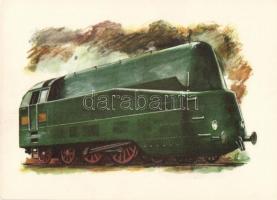 10 db MODERN, magyar, főként használatlan, gőzmozdony témájú motívumlap /10 modern, Hungarian, mostl...