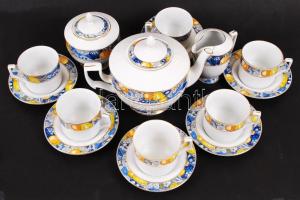 Hollóházi Apollo porcelán 6 személyes teás készlet, teljes, hibátlan, jelzett