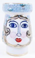 Jelzett női fejes váza, kézzel festett, hibátlan, m:25 cm, d:13,5 cm
