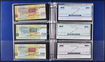 56db-ból álló "SPECIMEN" utazási csekk gyűjtemény különféle országokból albumba rendezve, ...