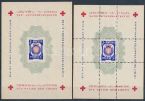 1945 Dachau Vöröskereszt segélybélyeg fogazott és vágott blokk