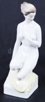Hollóházi porcelán akt, kézzel festett, jelzett, hibátlan, foltos, m:30 cm/Hand painted Hollóházi porcelain nude
