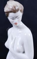 Hollóházi porcelán akt, kézzel festett, jelzett, hibátlan, foltos, m:30 cm/Hand painted Hollóházi po...