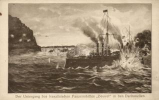 Der Untergang des französischen Panzerschiffes 'Bouvet' in den Dardanellen / WWI sea battle scene (fa)
