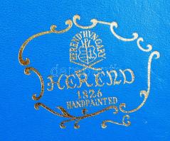 Herendi Apponyi mintás cigarettás készlet, kézzel festett, hibátlan, jelzett, eredeti dobozában, 23×...