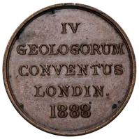 Nagy Britannia / London 1888. "IV. Nemzetközi Geologiai Kongresszus" Br emlékérem. Szign.:...