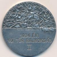 1934. "Magyar Vívó Szövetség - 1934. évi női tőr bajnokság II" díjérem jelzett Ag utánverete (22.36g/0.987/35mm) T:1