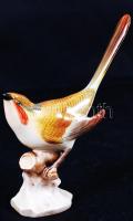 Herendi madárka, kézzel festett, jelzett, hibátlan, m:12,5 cm, h:9,5 cm