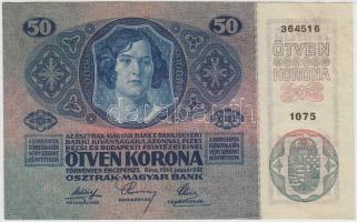 1914. 50K felülbélyegzés nélkül T:I- tűlyuk Adamo K24