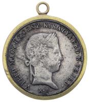 1848KB 10Kr Ag "V. Ferdinánd" 18K arany keretbe foglalva (Br.: 5.02g) T:2- Hungary 1848KB 10 Kreuzer Ag "Ferdinand V" in 18kt gold frame (Br.: 5.02g) C:VF Unger III.: 1429., Huszár: 2093., Adamo B4.