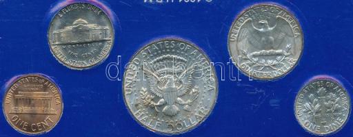 Amerikai Egyesült Államok 1964. 1c + 5c + 1d Ag + 1/4$ Ag + 1/2$ Ag "Elnökök kollekció" szettben T:2 USA 1964. 1 Cents + 5 Cents + 1 Dime Ag + 1/4 Dollar Ag + 1/2 Dollar Ag "Presidents Collection" in set C:XF