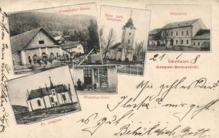 Szepesremete, Condoria fűrész, Római katolikus templom, Népiskola, Evangélikus templom, Wietorisz üzlet / saw, Roman catholic and Evangelist church, school, shop (EK)