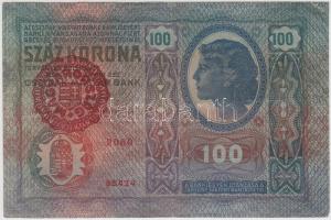 1912. 100K piros "MAGYARORSZÁG" körbélyegzővel T:III Adamo K28B