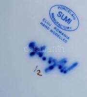 Sumi áttört kínáló, kézzel festett, jelzett, hibátlan, d:26,5 cm, m:11 cm