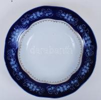 Zsolnay Pompadour lapos és leveses tányér, kézzel festett, jelzett, hibátlan, d:23,5 és 24 cm