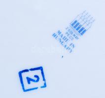 Zsolnay Pompadour lapos és leveses tányér, kézzel festett, jelzett, hibátlan, d:23,5 és 24 cm