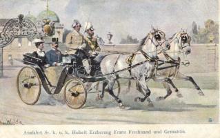 Ausfahrt Sr. K.u.K. Hoheit Erzherzog Franz Ferdinand und Gemahlin, B.K.W.I. 747-2 / Franz Ferdinand s: H. G. Wilda