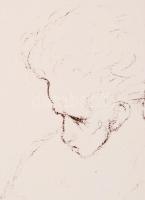 Erdei Viktor (1879 - 1945) Öregasszony kő-papír rajza (8x12,5cm)