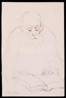 Erdei Viktor (1879 - 1945) Öreg bölcs-papír rajza (8x12,5cm)