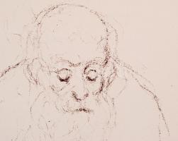 Erdei Viktor (1879 - 1945) Öreg bölcs-papír rajza (8x12,5cm)