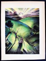 Ruzicskay György (1896-1993): Napfelkelte. Litográfia, jelzett, 18x25 cm