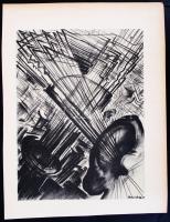 Ruzicskay György (1896-1993): Reflektorfények. Litográfia, jelzett, 18x25 cm