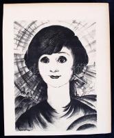 Ruzicskay György (1896-1993): Női arc. Litográfia, jelzett, 18x25 cm
