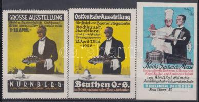 3 db német hotel és vendéglátással kapcsolatos levélzáró