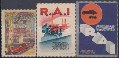 2 db amszterdami és 1 db brüsszeli autókiállítási levélzáró